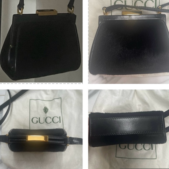 GUCCI VINTAGE COLLECTIBLE MINI BLACK CALF HAIR & LEATHER PURSE - Picture 16 of 16